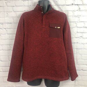 Woolrich 1/4 Snap Fleece Lined Pullover Shirt Mens Medium Red Mock Neck